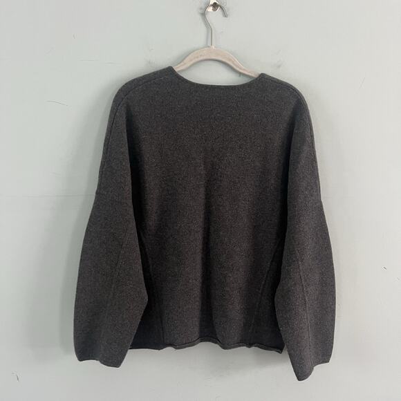 Vince Merino Wool Cashmere Gray Lace Up Pullover Sweater - Picture 3 of 6